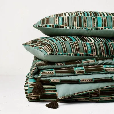 New - Full/Queen Jungalow Sun in the Water Duvet Cover & Sham Set Teal - Opalhouse designed with Jungalow