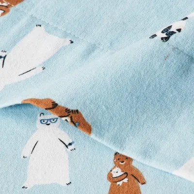 New - Queen Bears Flannel Kids' Sheet Set Blue - Pillowfort