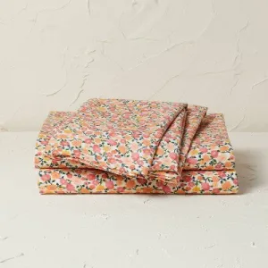 New - Queen Printed Cotton Percale Sheet Set Floral - Opalhouse designed with Jungalow