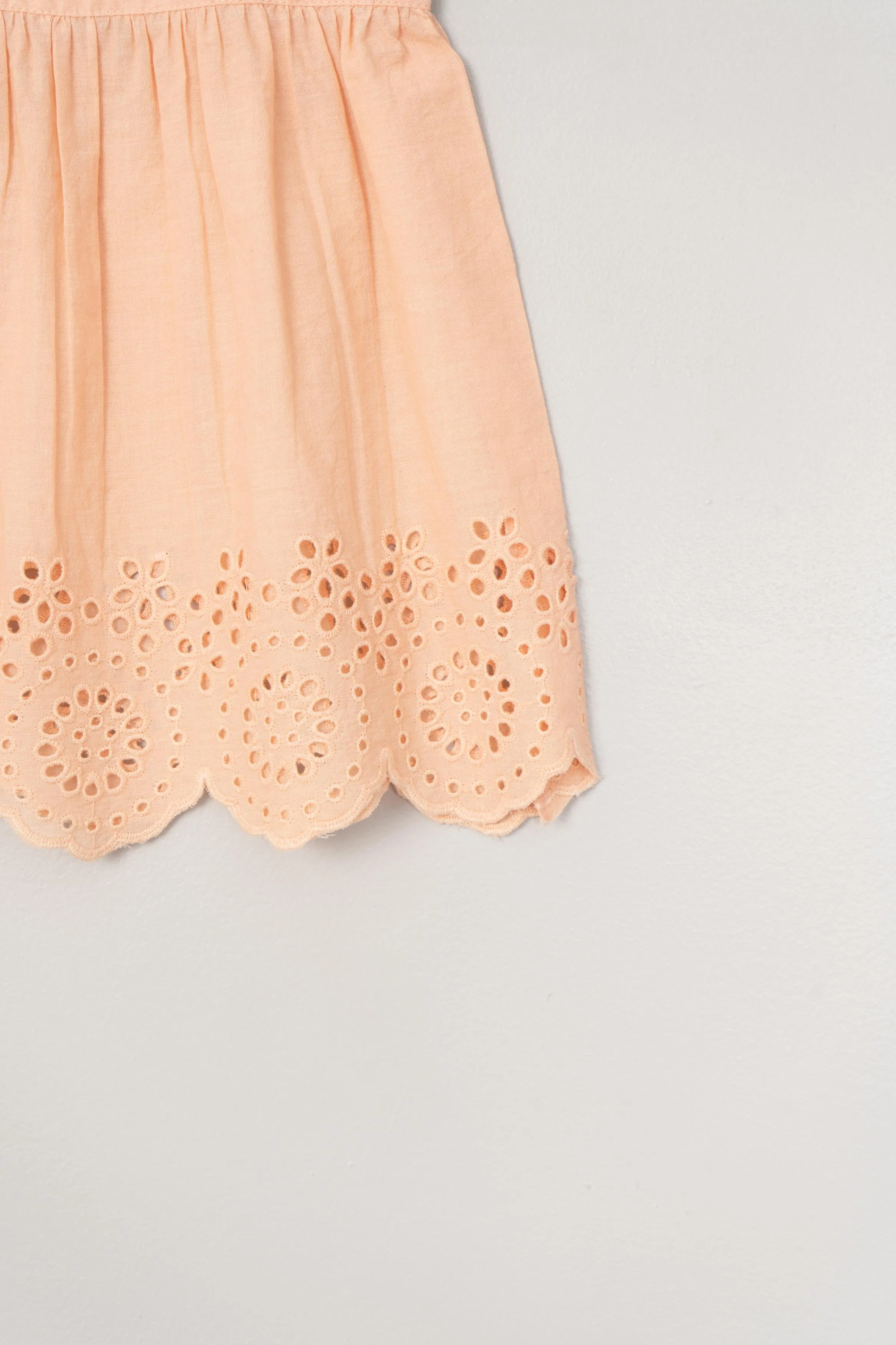 Peach Anglaise Embroidery Dress