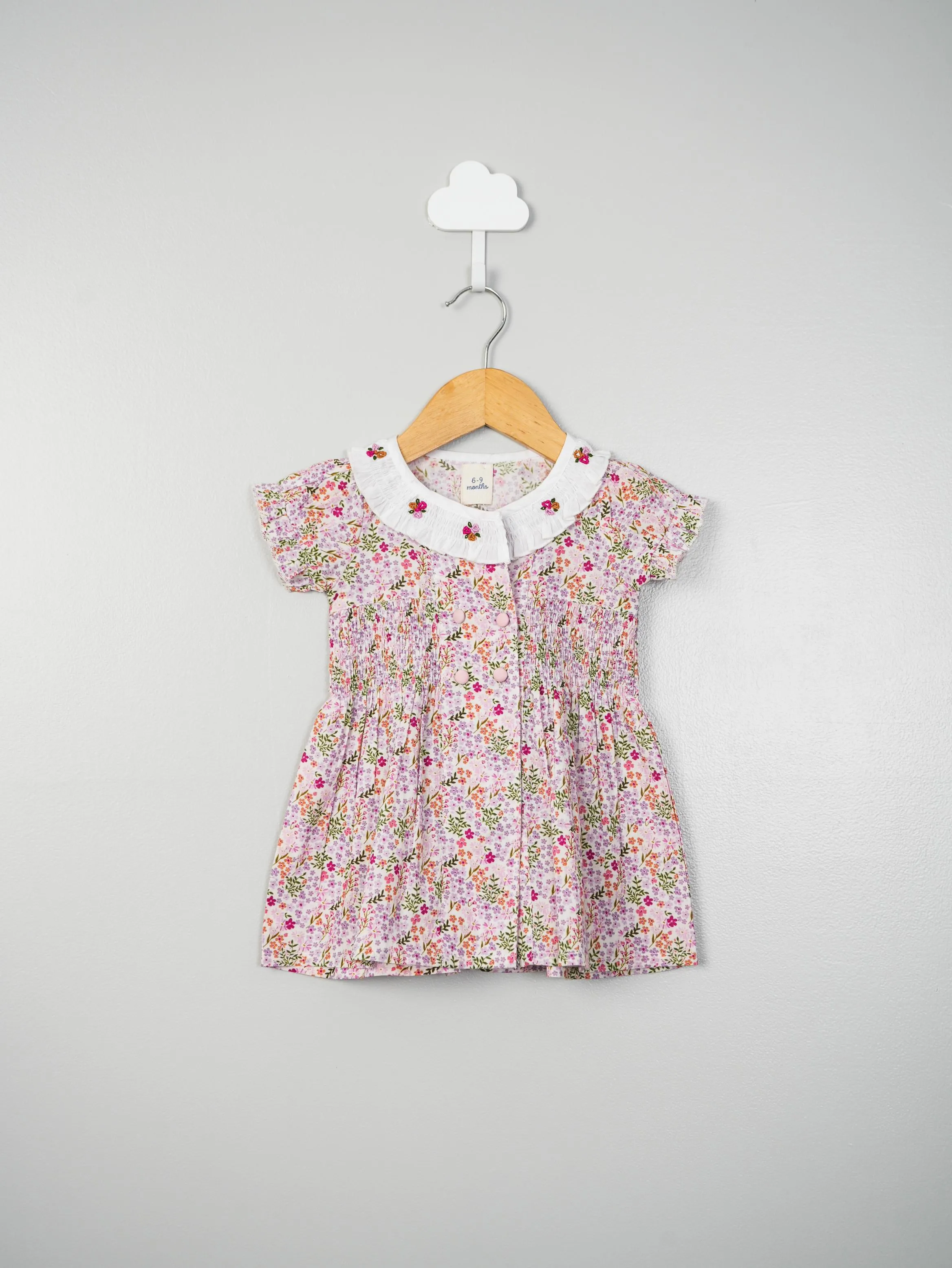 Pink Floral Smocked Infant Dress