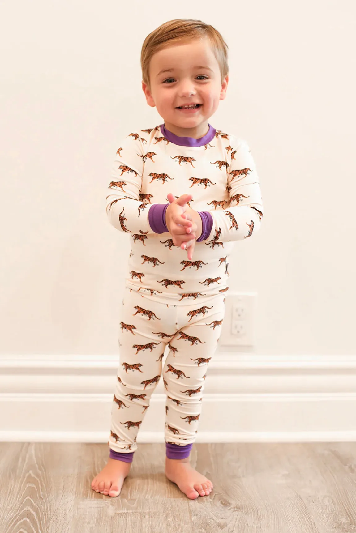 Purple Tiger 2 Piece Bamboo Pajama Set