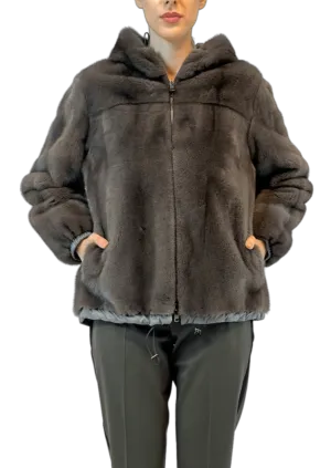 REVERSIBLE NYLON MINK JACKET