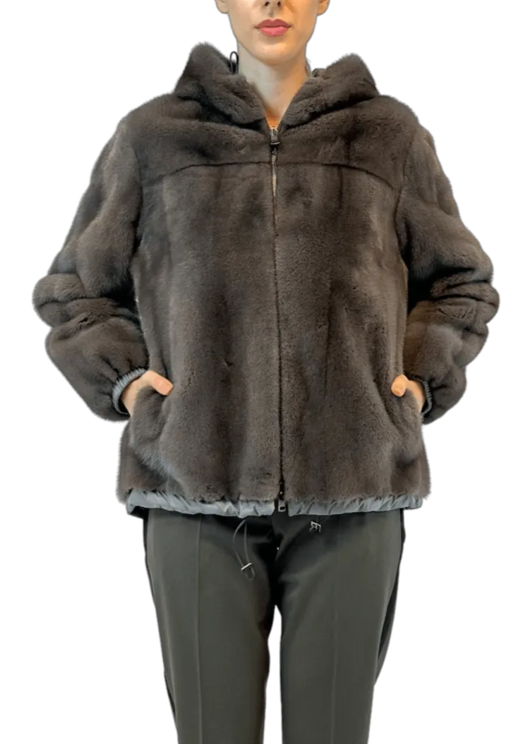 REVERSIBLE NYLON MINK JACKET