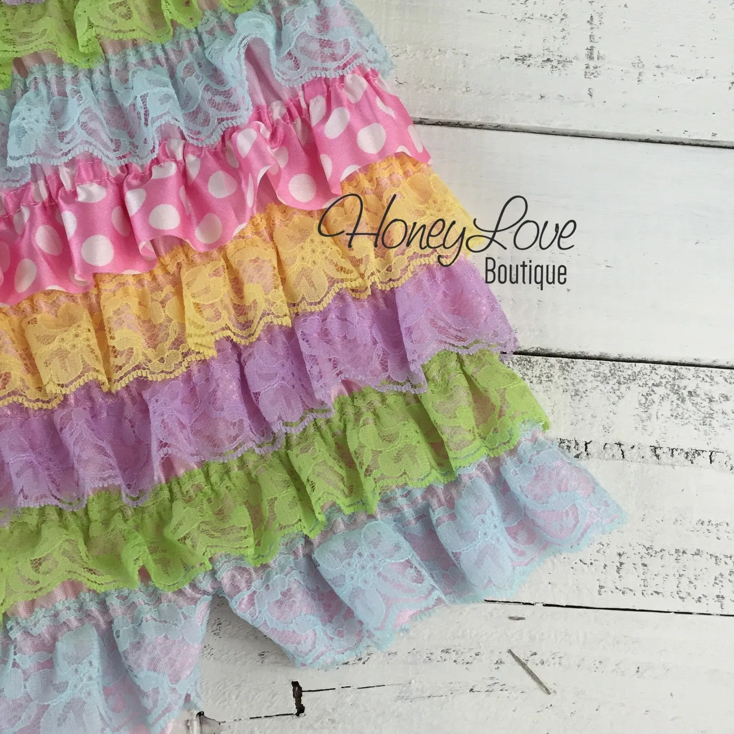 Satin & Lace Petti Romper - Easter Pastels