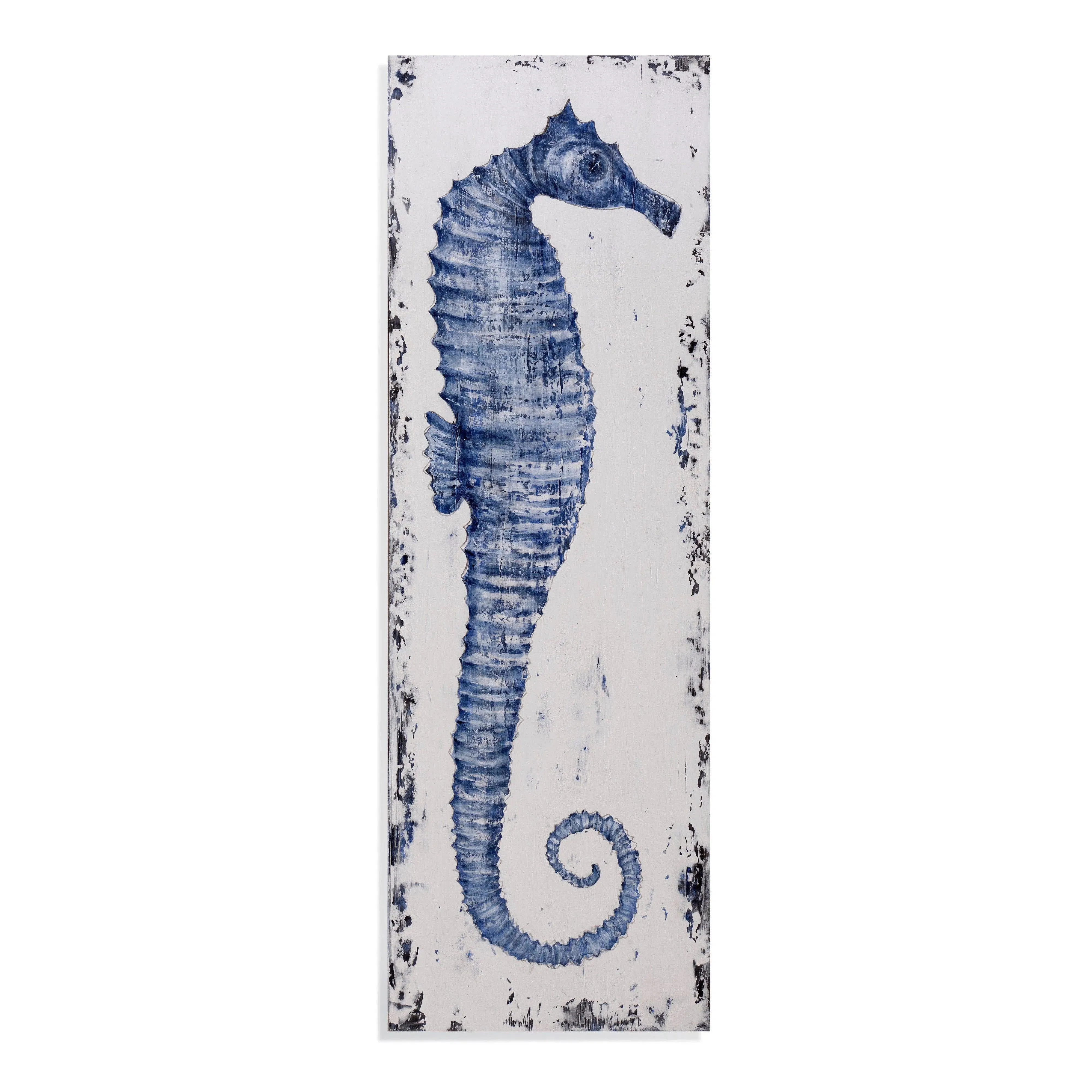 Sea Horse I Blue Canvas Art