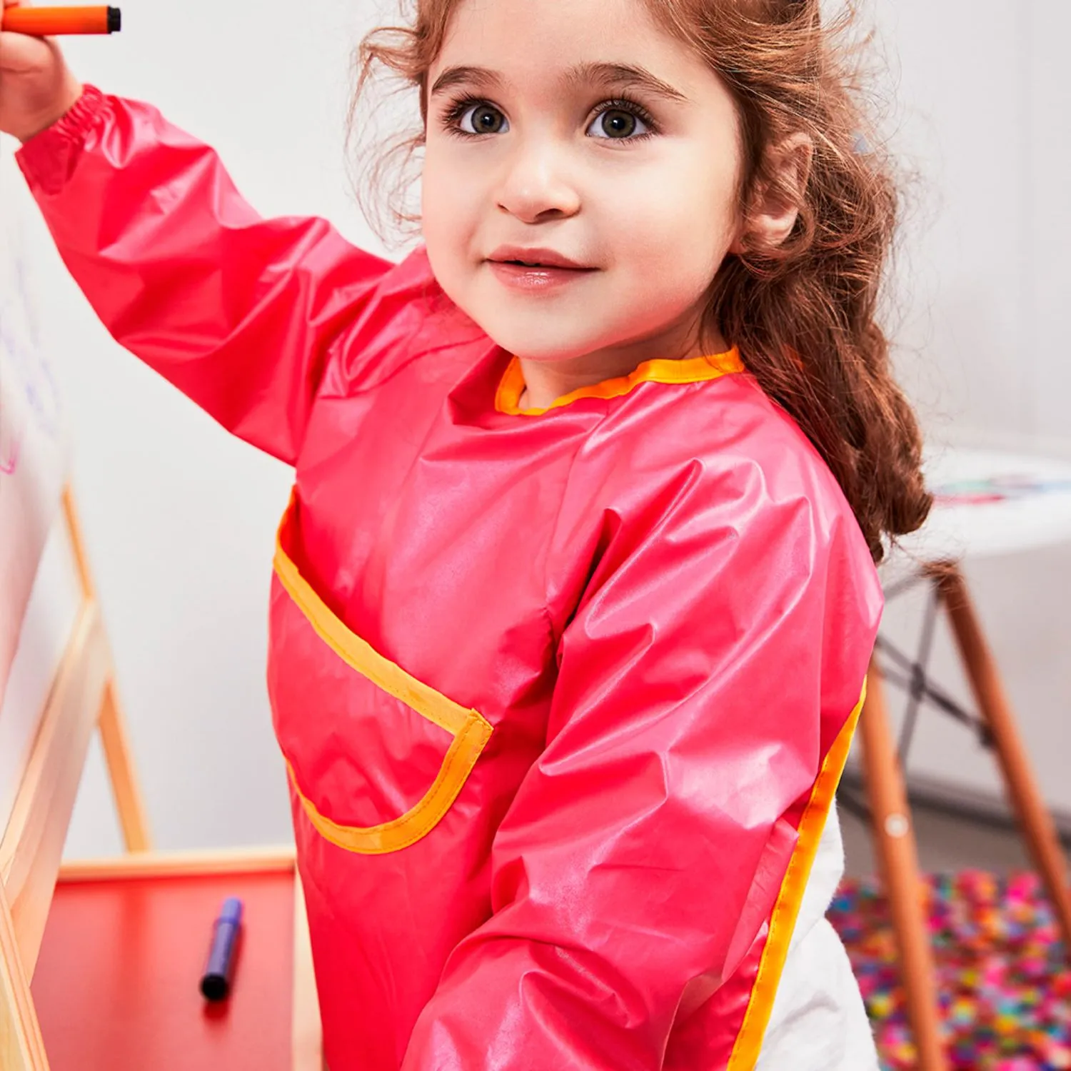 Smock Bib Strawberry Shake Pink