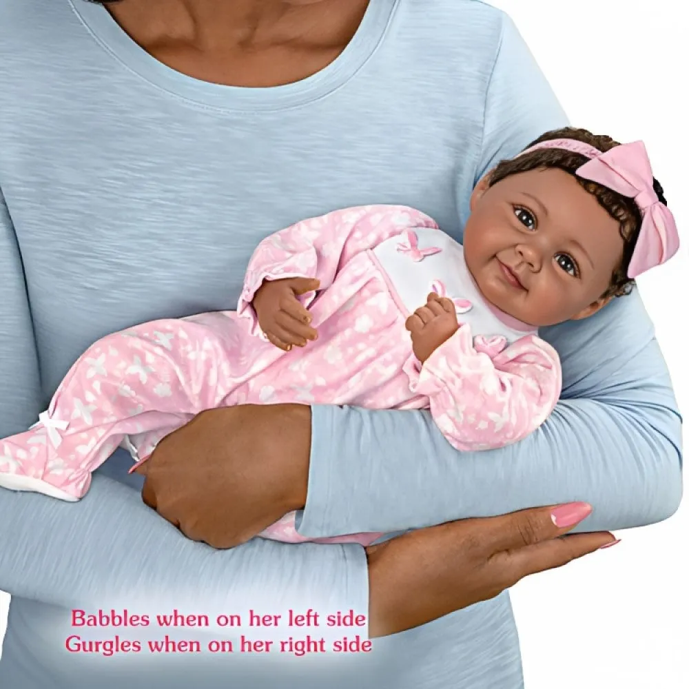 The Ashton-Drake Galleries Hold Me Hattie So Truly Real® Interactive African American Black Baby Girl Doll Makes 5 Sweet Sounds Weighted with Soft RealTouch® Vinyl Skin by Artist Ping Lau 18-Inches