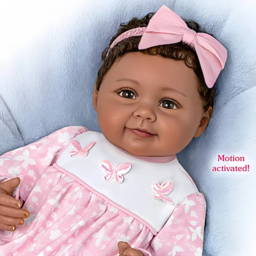 The Ashton-Drake Galleries Hold Me Hattie So Truly Real® Interactive African American Black Baby Girl Doll Makes 5 Sweet Sounds Weighted with Soft RealTouch® Vinyl Skin by Artist Ping Lau 18-Inches