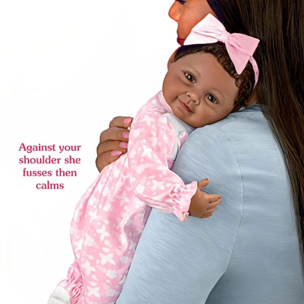 The Ashton-Drake Galleries Hold Me Hattie So Truly Real® Interactive African American Black Baby Girl Doll Makes 5 Sweet Sounds Weighted with Soft RealTouch® Vinyl Skin by Artist Ping Lau 18-Inches