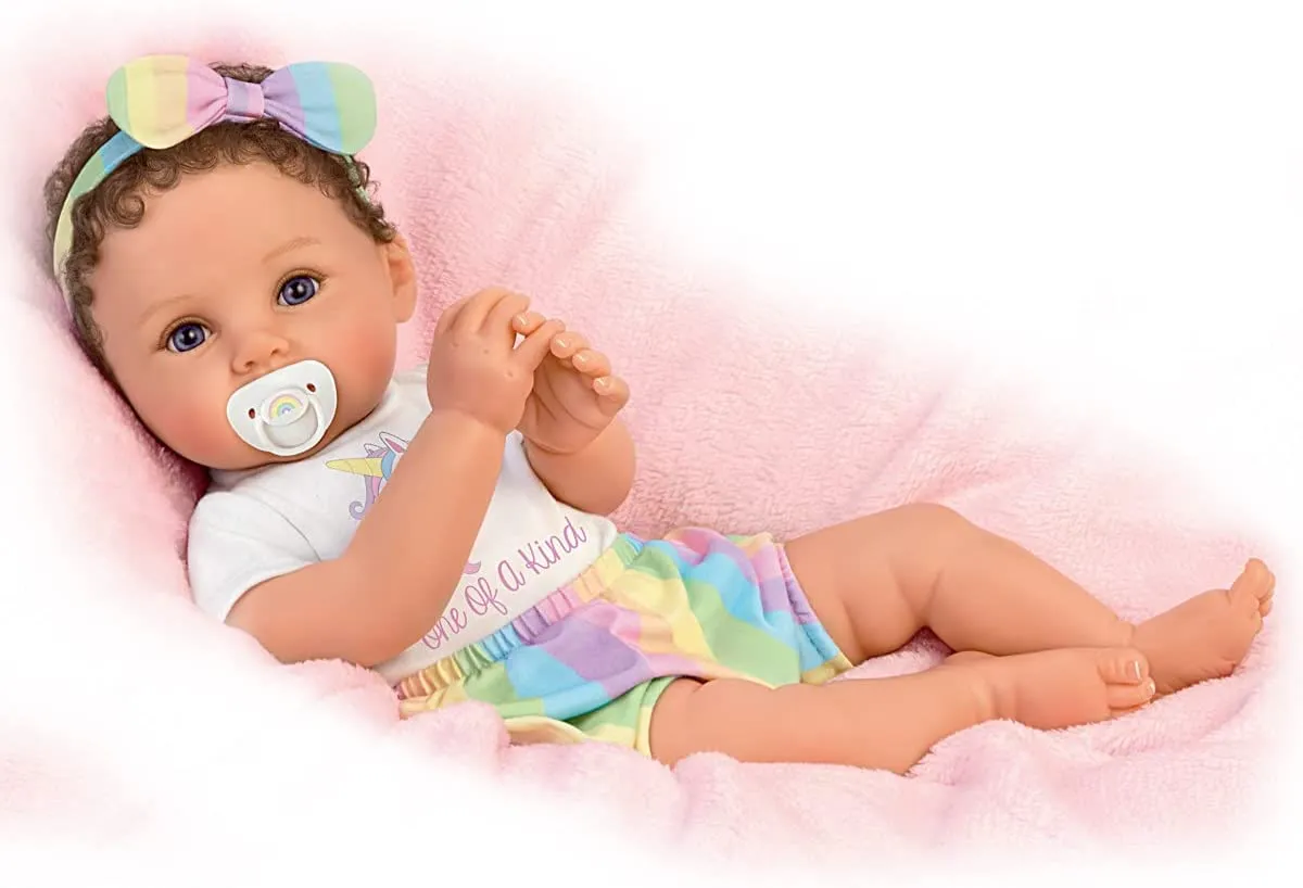 The Ashton - Drake Galleries One Of A Kind Katherine So Truly Real® Lifelike RealTouch® Vinyl Skin Realistically Hand-painted with Magnetic Pacifier & Poseable Weighted Doll by Ping Lau 18-inches