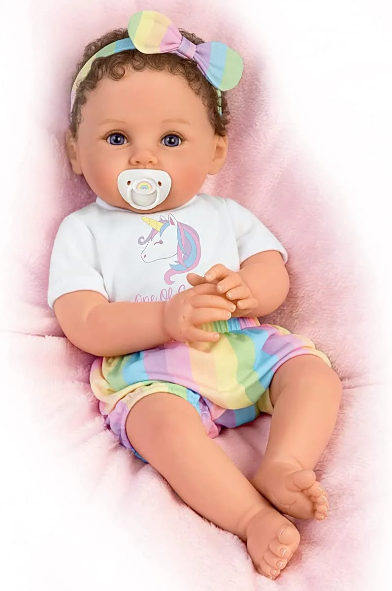 The Ashton - Drake Galleries One Of A Kind Katherine So Truly Real® Lifelike RealTouch® Vinyl Skin Realistically Hand-painted with Magnetic Pacifier & Poseable Weighted Doll by Ping Lau 18-inches