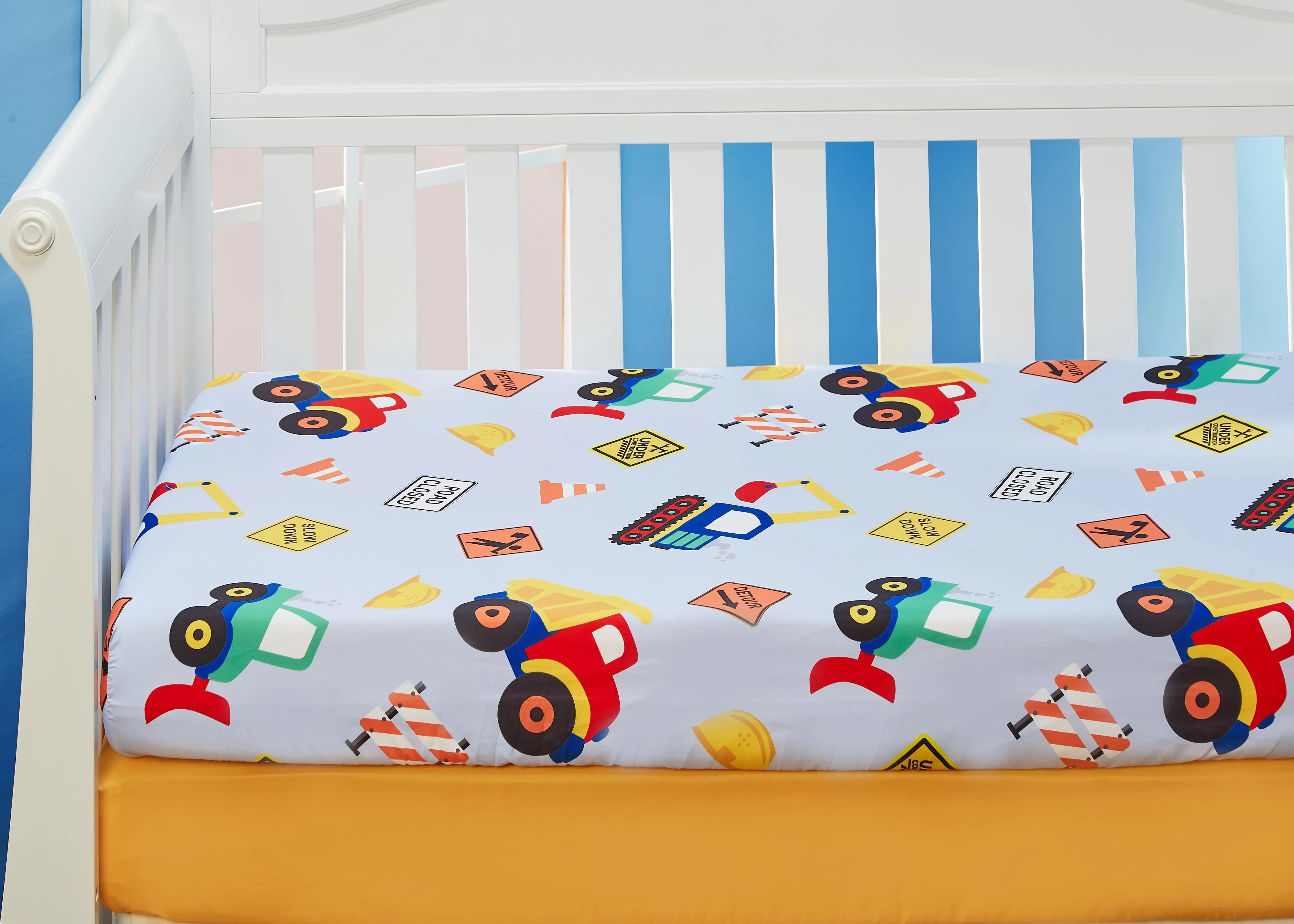 Under Construction 2-Pack Fitted Crib Sheet