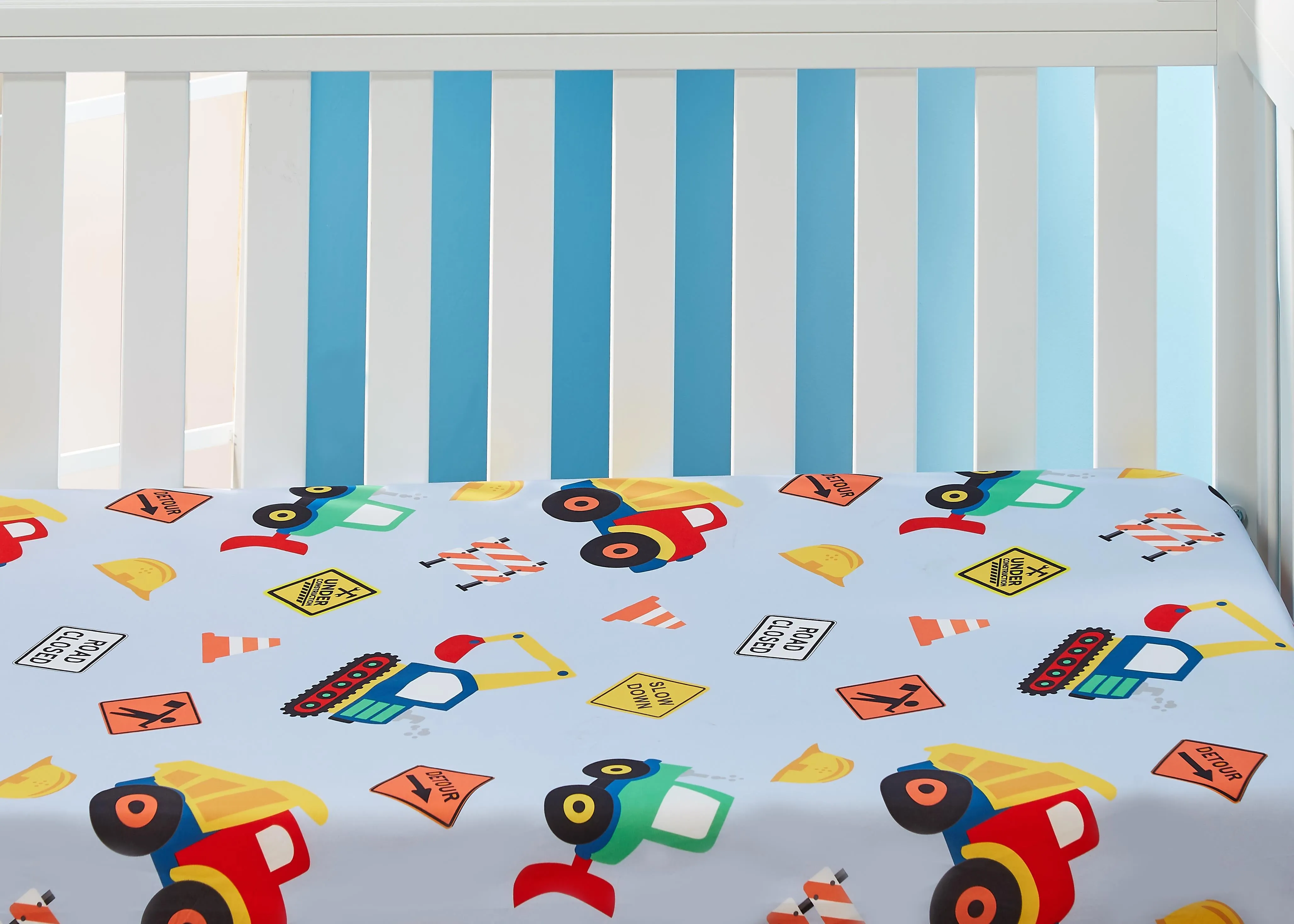 Under Construction 2-Pack Fitted Crib Sheet