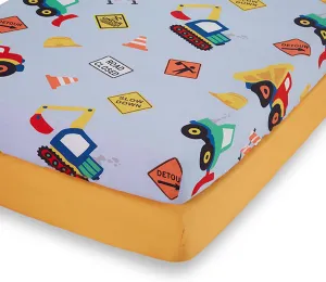 Under Construction 2-Pack Fitted Crib Sheet