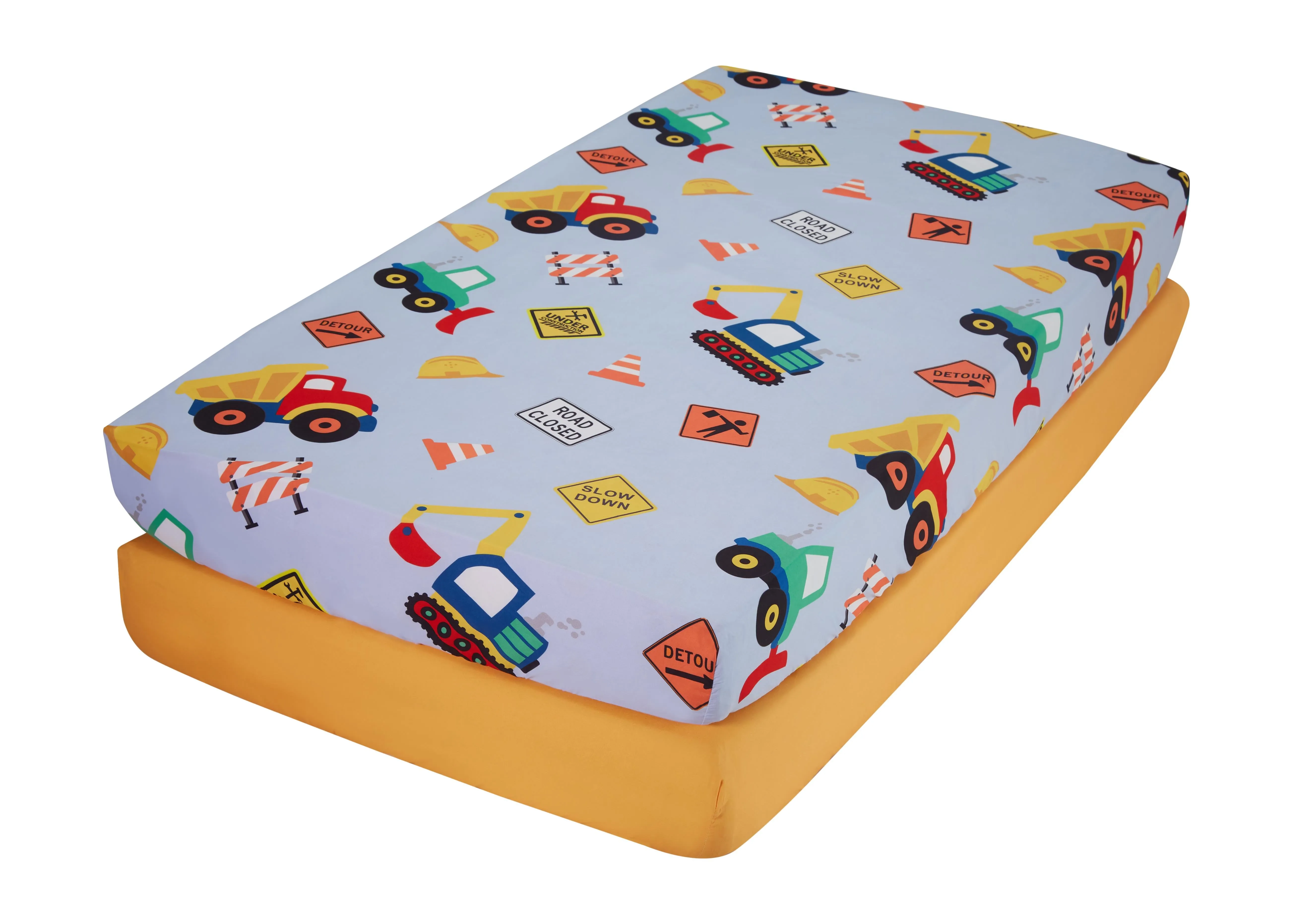 Under Construction 2-Pack Fitted Crib Sheet