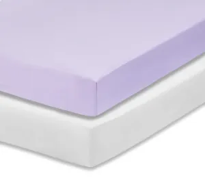 White/Lavender 2-Pack Fitted Crib Sheets