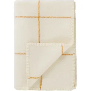 Wool Baby Blanket - Grid - Natural/Ochre